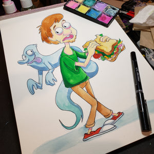 Shaggy and a ghost 9 in. X 12 in. WATERCOLOR painting