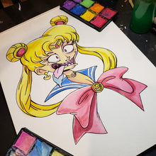 Load image into Gallery viewer, Sailor Moon 9 in. X 12 in. WATERCOLOR painting