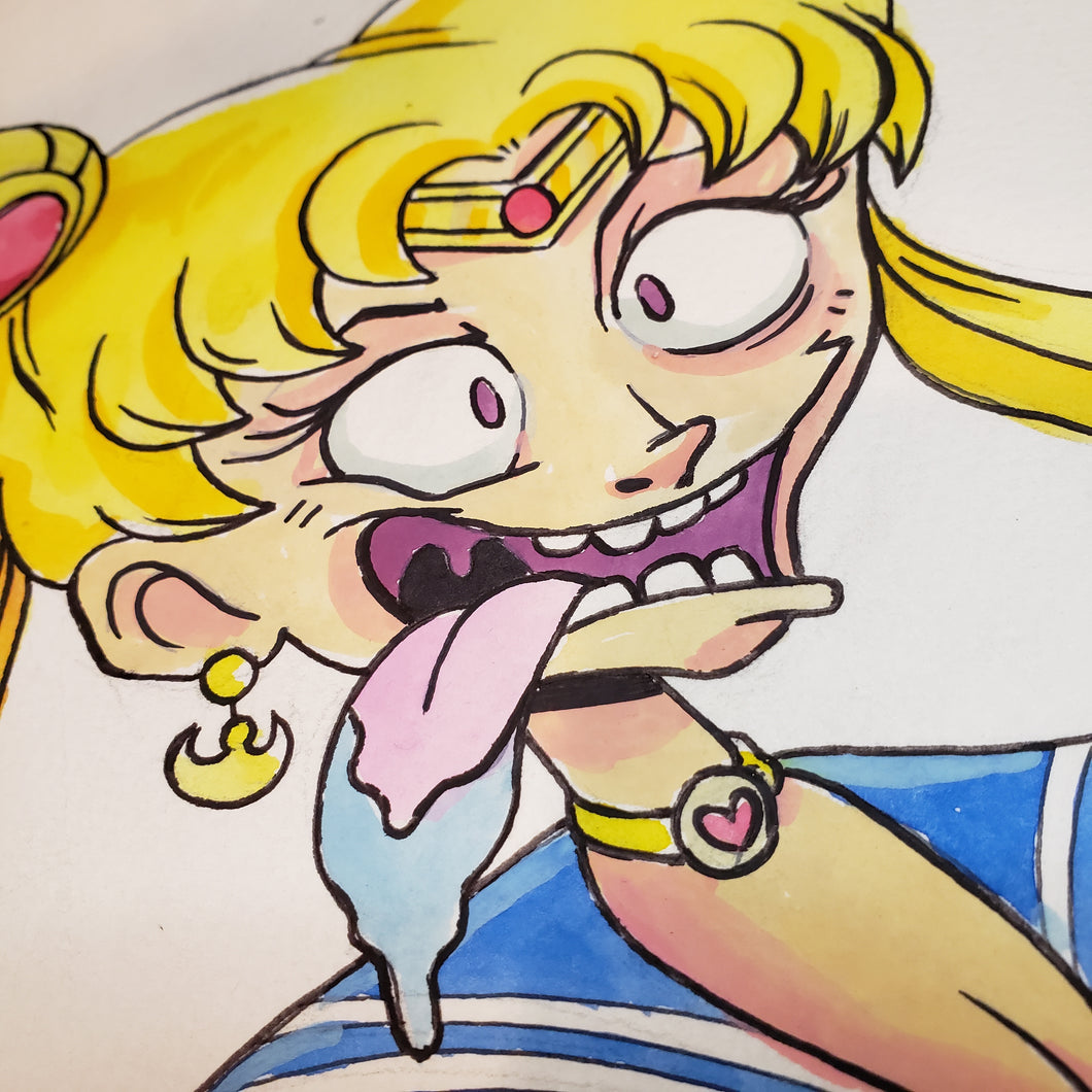 Sailor Moon 9 in. X 12 in. WATERCOLOR painting