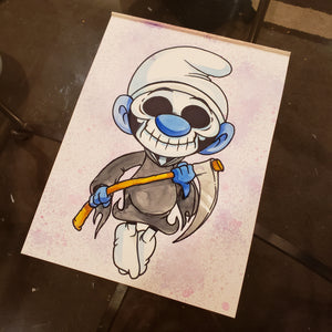 Smurfed 9 in. X 12 in. WATERCOLOR painting